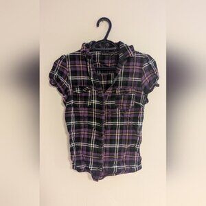Seduction Purple Plaid Button Up Shirt - Womens Medium